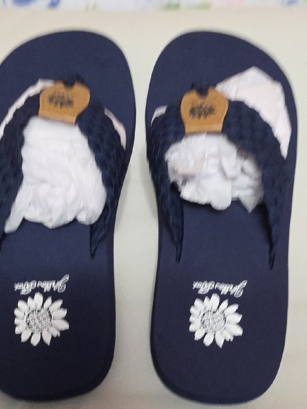 Yellow Box Navy Blue Braided Flip Flops with Tan Accent